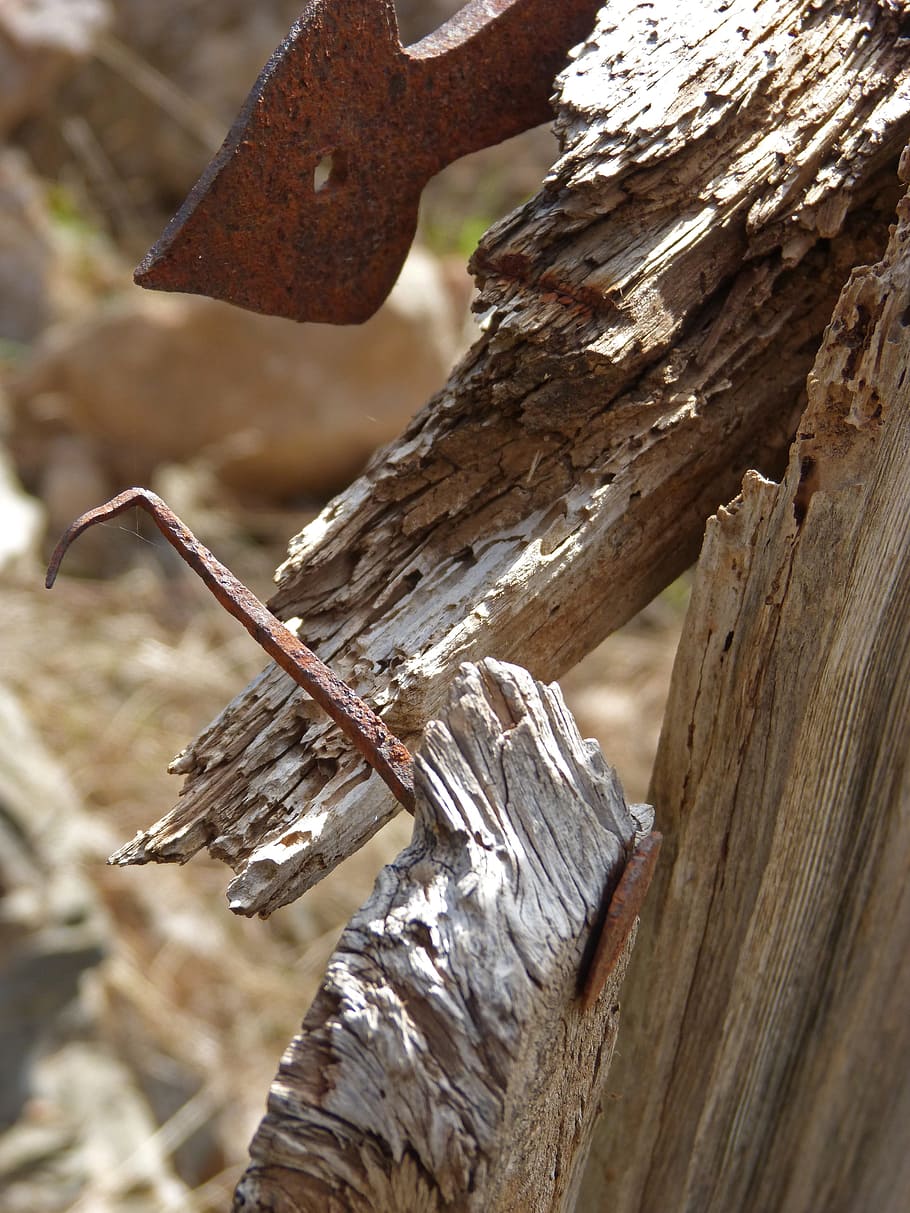 door, broken, old, ruin, hinge, nail, wood, iron, decadence HD wallpaper