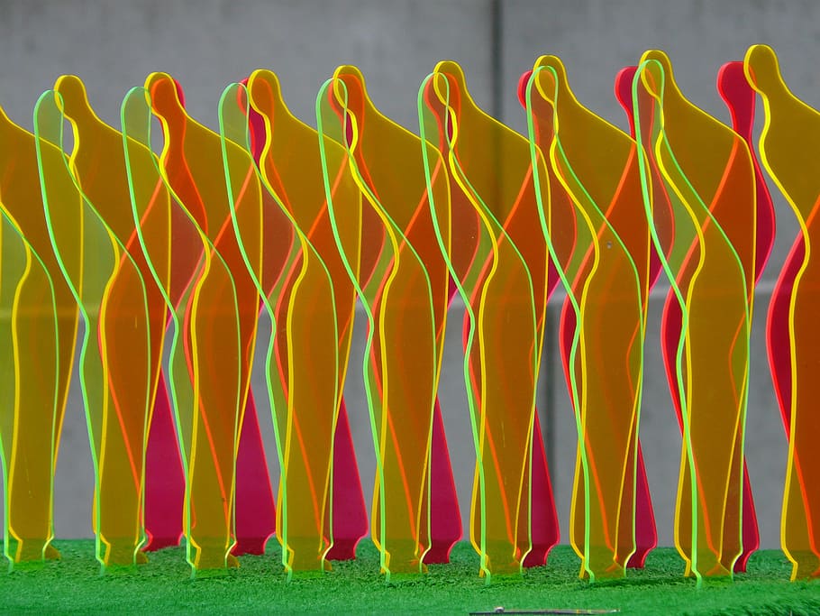 Fluorescent, Crowd, Human, personal, abstract, modern art, colorful HD wallpaper