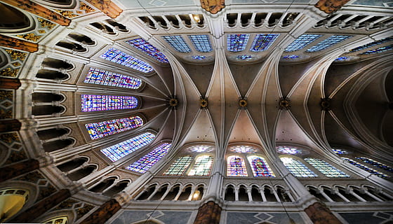 chartres, cathedral, nave, architecture, ceiling, france, place of worship HD wallpaper