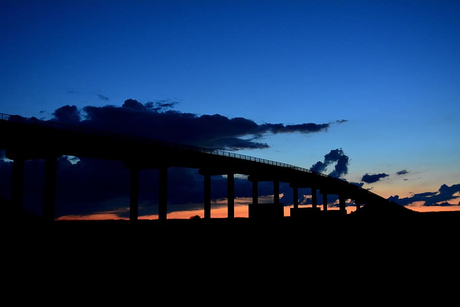 bridge, sunset, night, cloud, water, shadow, in the evening HD wallpaper