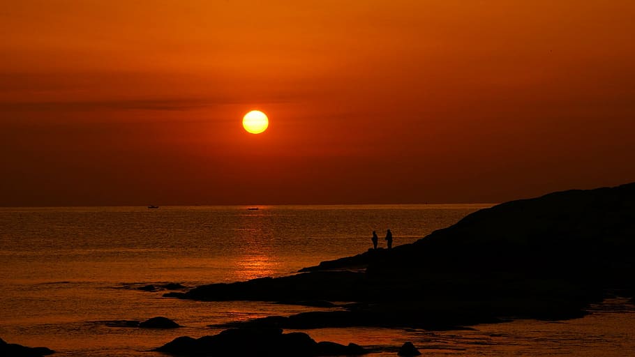 klitschko, whether or not, sunset, sea, nature, silhouette HD wallpaper
