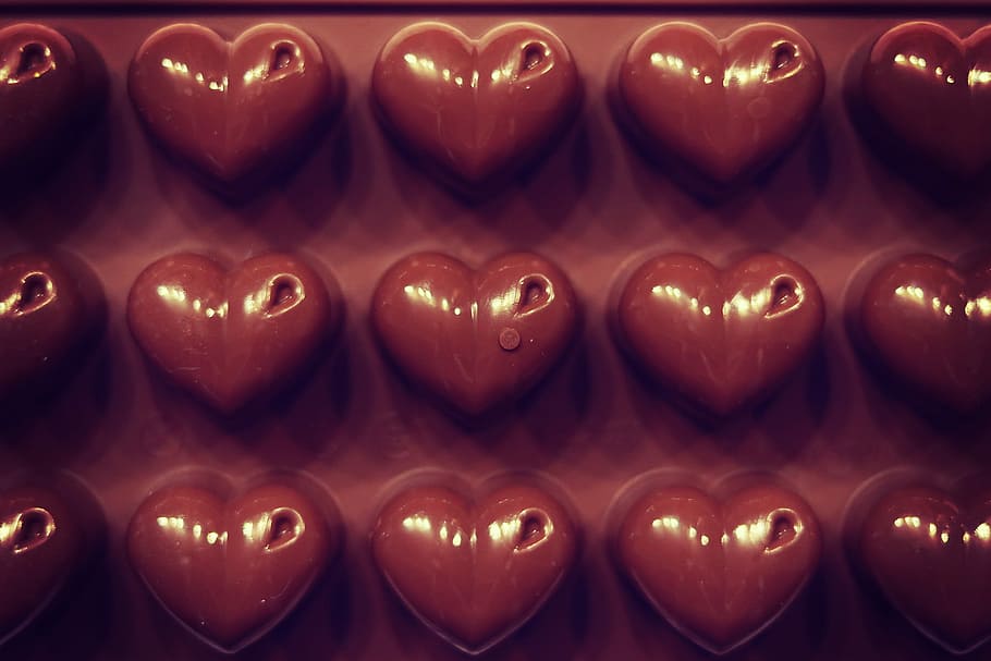 closeup photo of red heart decor, backgrounds, pattern, food HD wallpaper