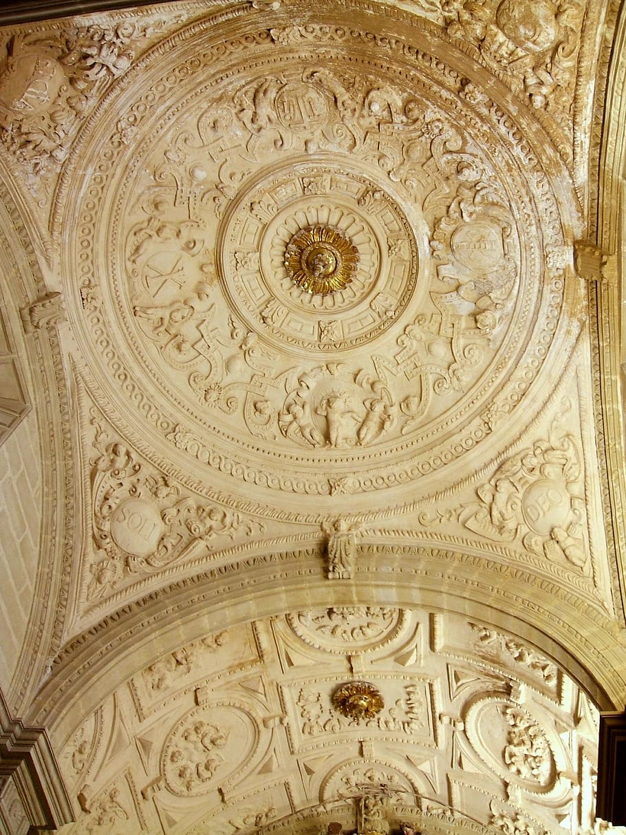 baeza, catedral, andalusia, spain, ceiling, relief, decor, ornament, HD wallpaper