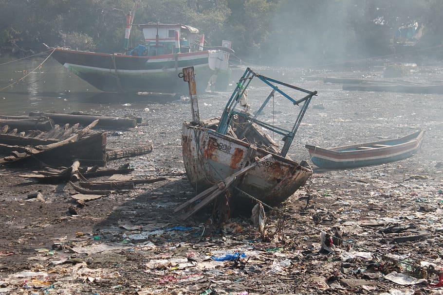 Boat, Wrecked, Harbour, Jetty, Vessel, abandoned, scrap, damaged HD wallpaper