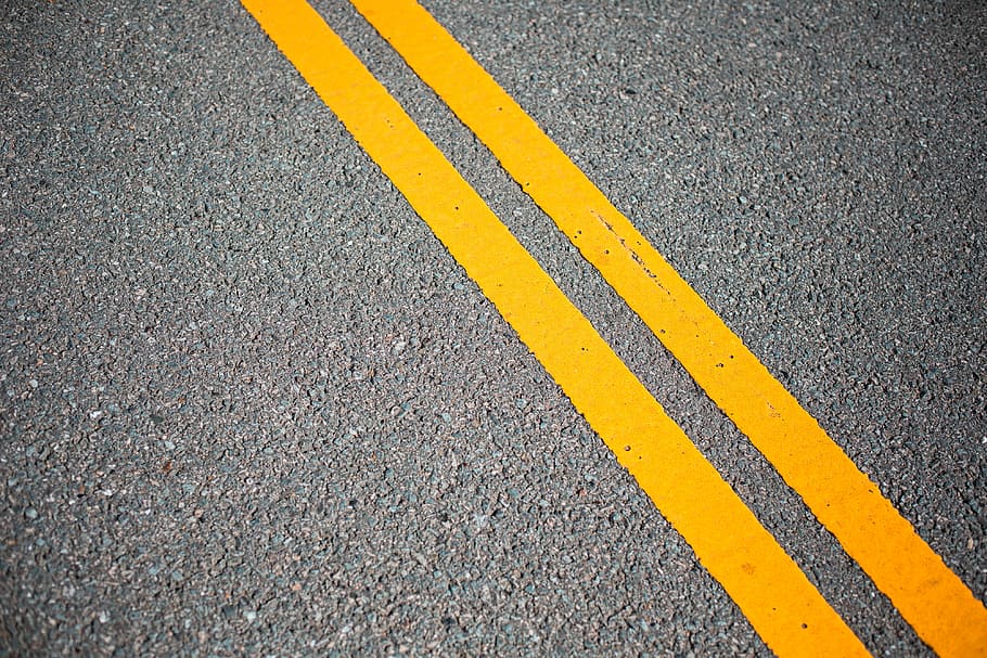 Asphalt Road with Yellow Road Lines, double lines, marking, roads