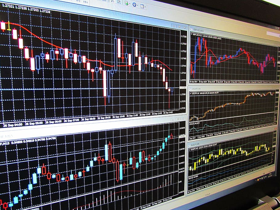 computer monitor displaying graph, price development, analysis HD wallpaper