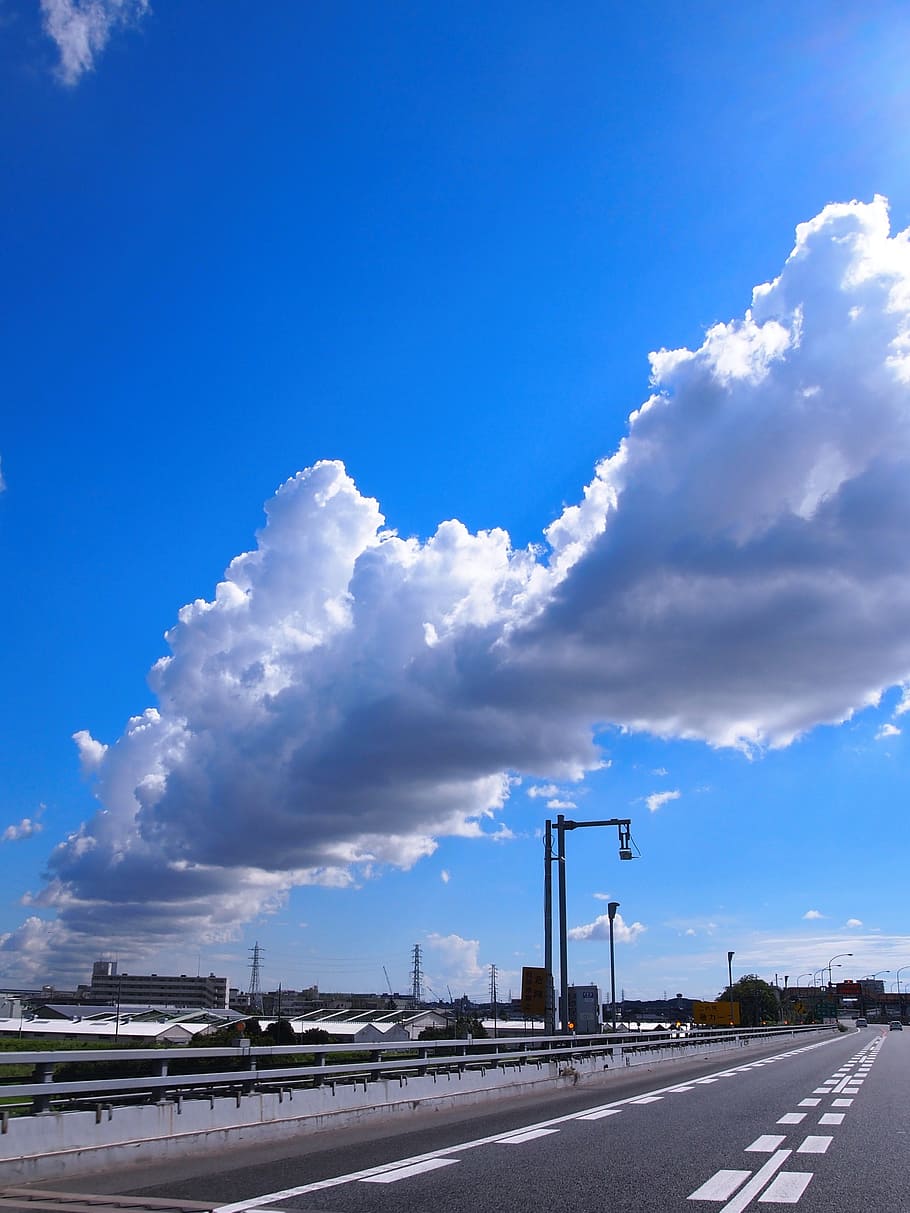 Cloud, Blue Sky, Third, Keihin, Road, third keihin, gray, light HD wallpaper