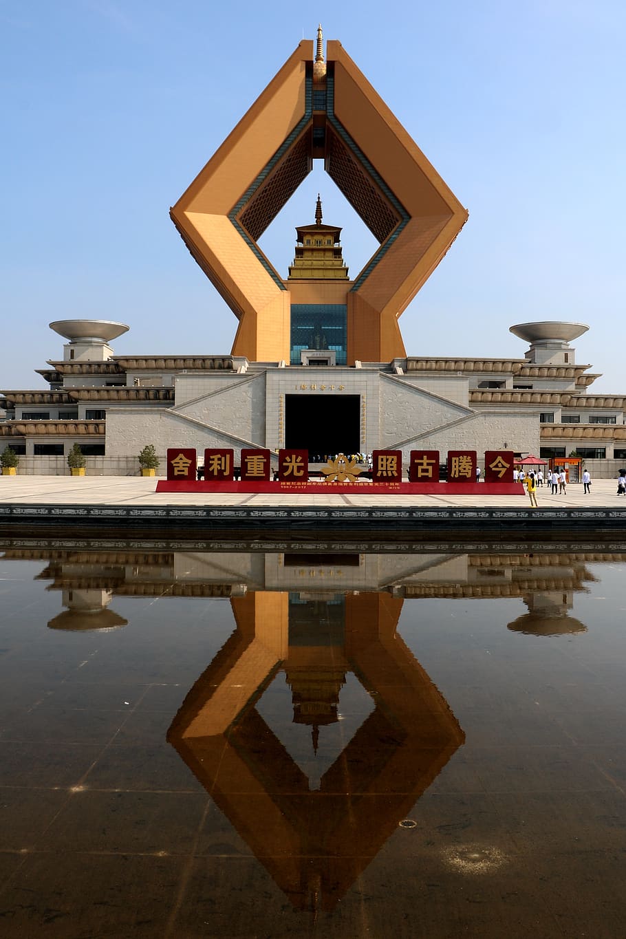 china, construction, monastery, water, reflection, built structure HD wallpaper