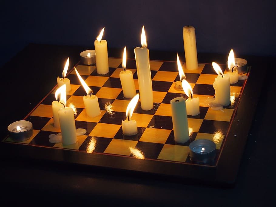 Chess, Candles, art, illuminated, heat - temperature, no people, HD wallpaper
