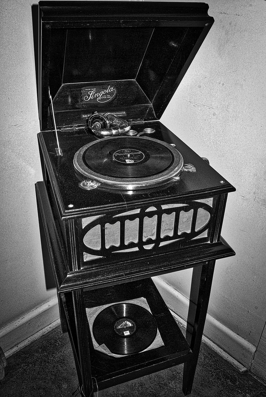 gramophone, record player, old, historic, vintage, vinyl, retro, HD wallpaper