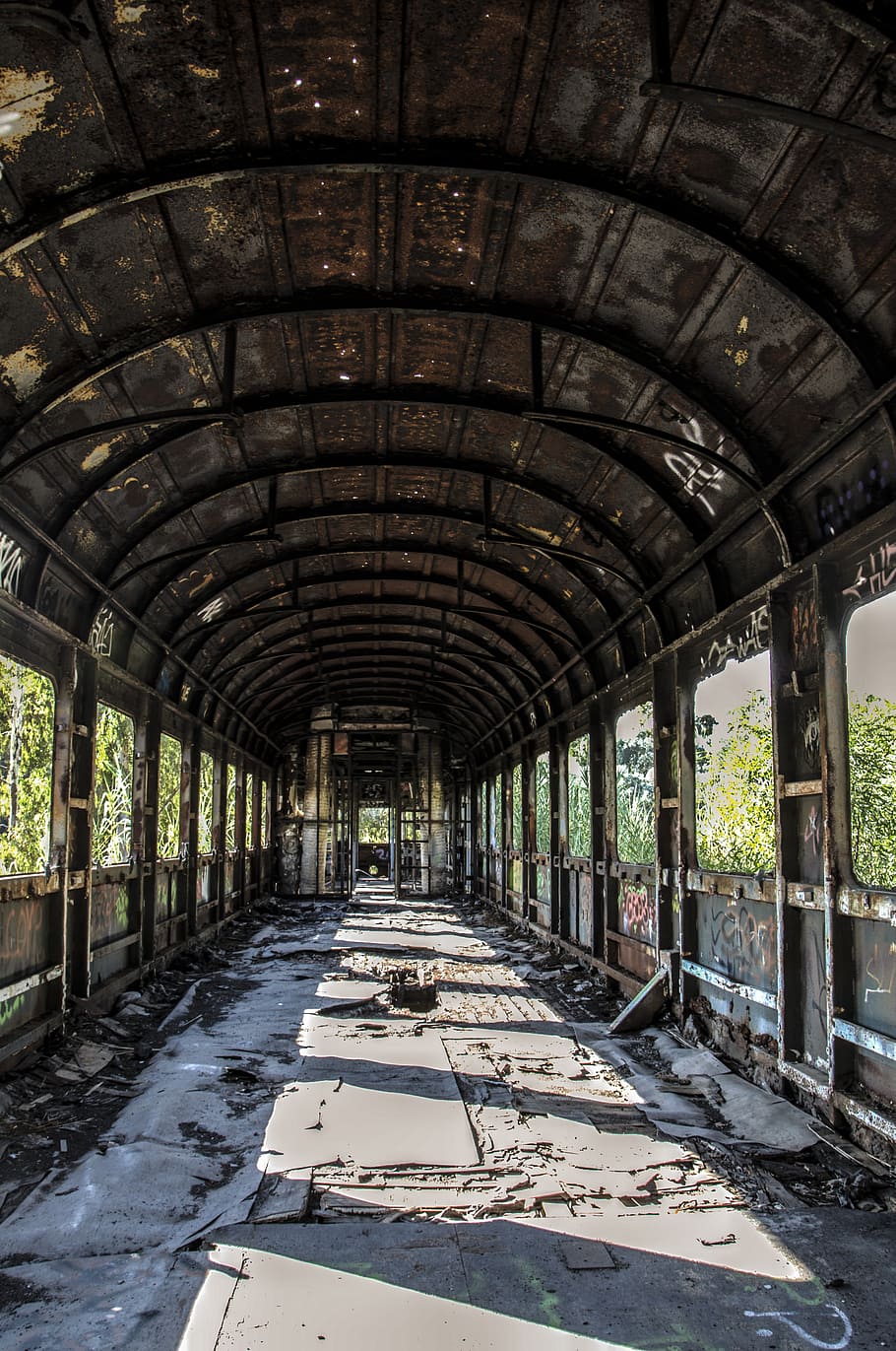 train, old, iron, perspective, architecture, built structure HD wallpaper