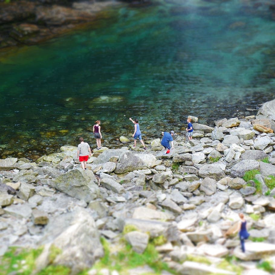 Mountain Stream, River, Ticino, bathing, water, verzasca, tiltshift HD wallpaper
