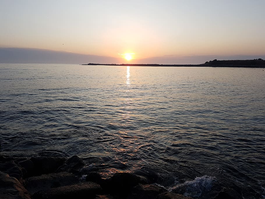 east, great, sun, water, sunset, sky, sea, beauty in nature HD wallpaper