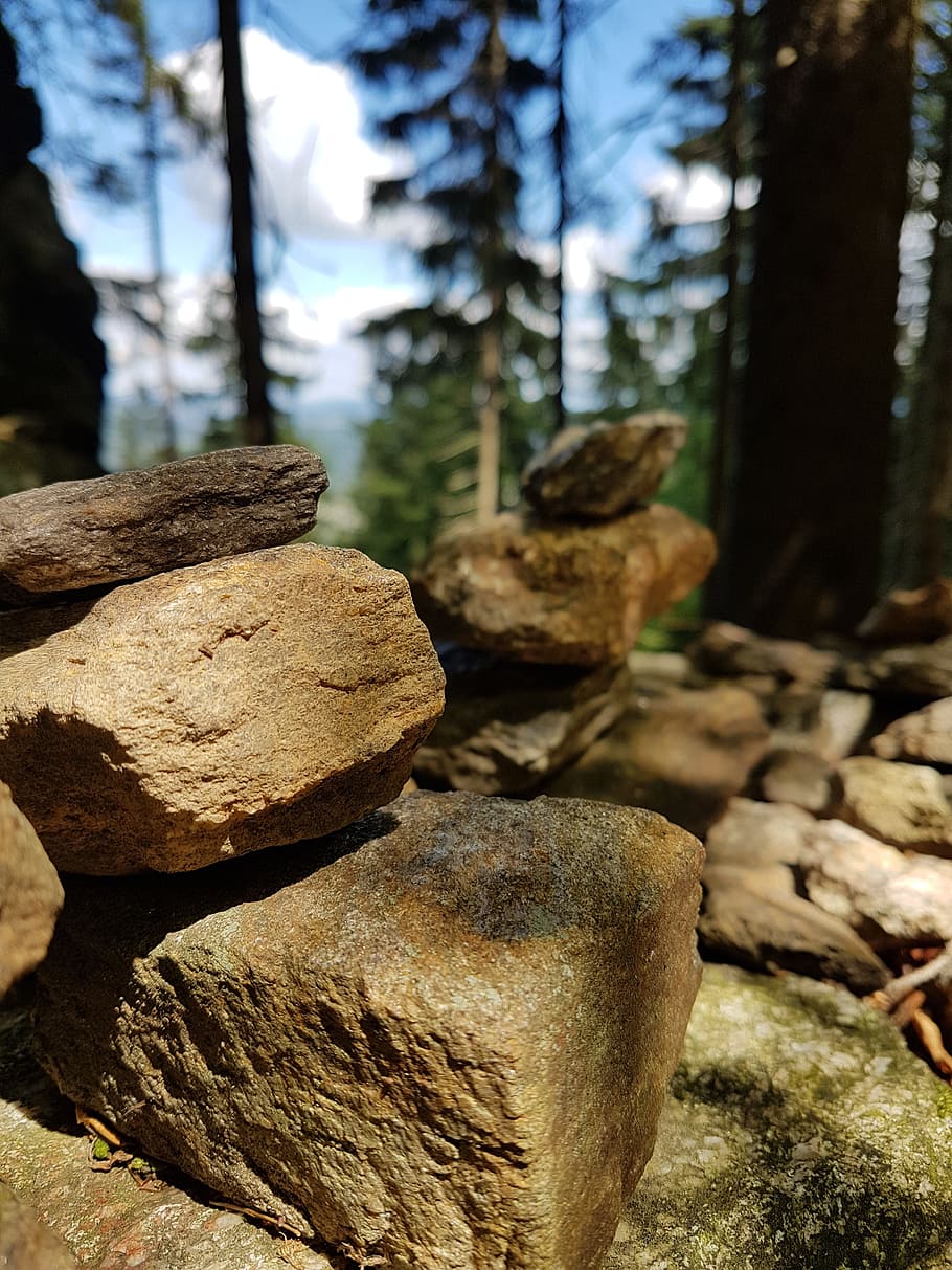nature, stone, sun, stack, solid, rock, rock - object, focus on foreground HD wallpaper