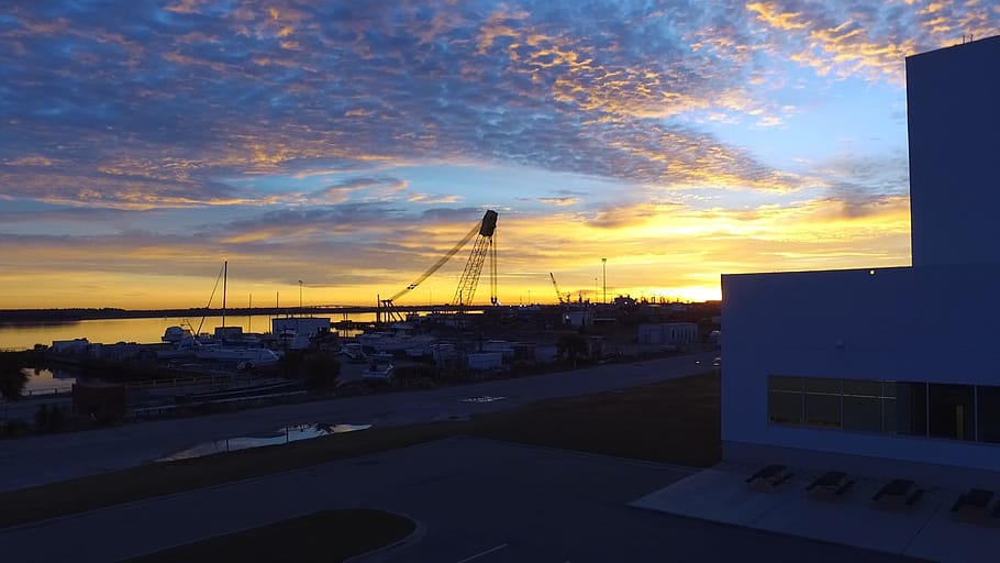 skyline, sunrise, under construction, sunset, cloud - sky, architecture HD wallpaper