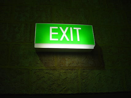 Exit signage, signs, symbol, glowing, icon, green, emergency HD wallpaper