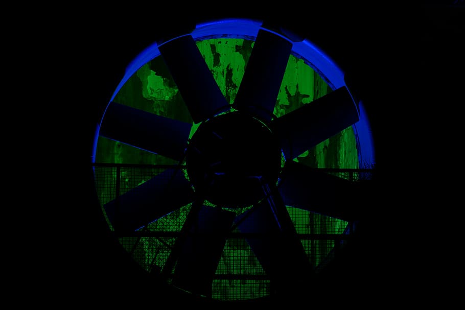 turbine wheel, water power, night photograph, industrial heritage, HD wallpaper