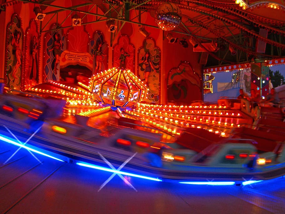 Carnival Ride, carousel, disco ball, fun, lights, motion, music HD wallpaper