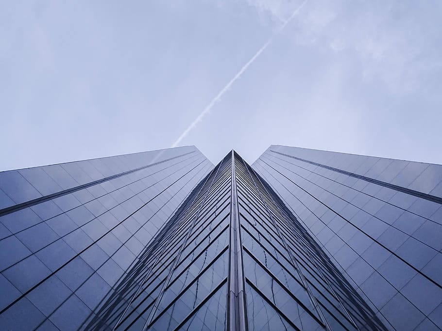 worm's eye view photo of high-rise building, low angle photography of high-rise building HD wallpaper