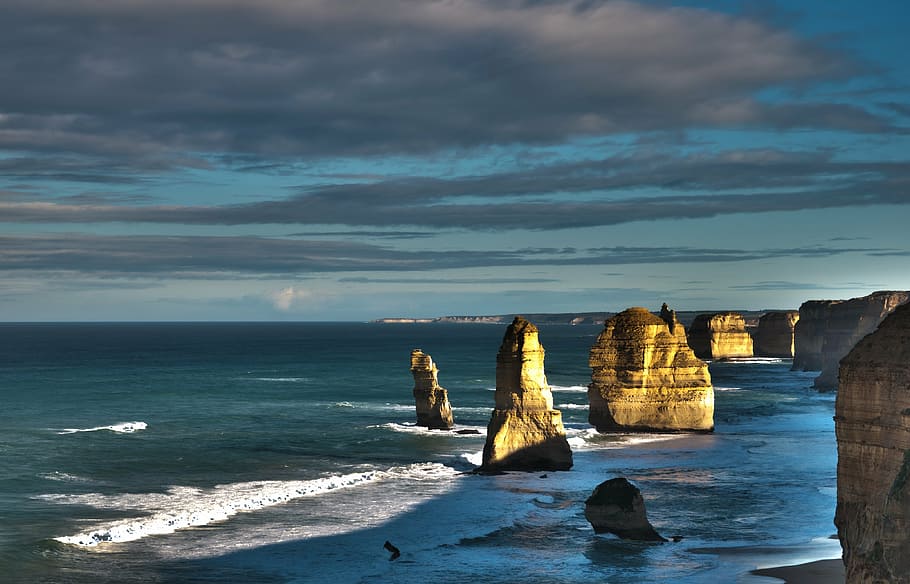 ocean, rocks, cliffs, sea, landscape, nature, coast, water HD wallpaper