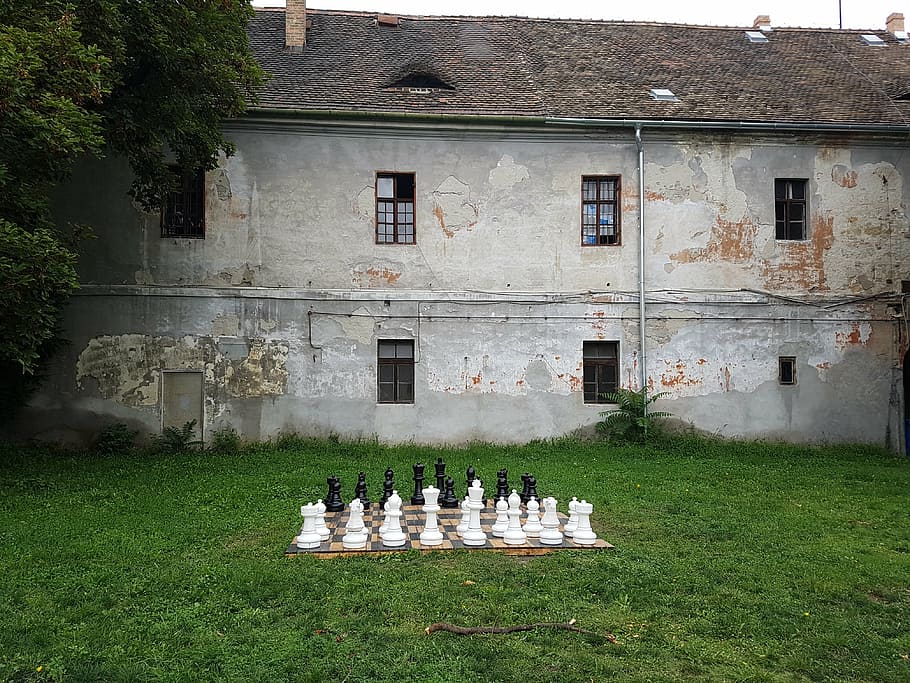 budapest, obuda, chess game, chess pieces, chess board, contrast HD wallpaper