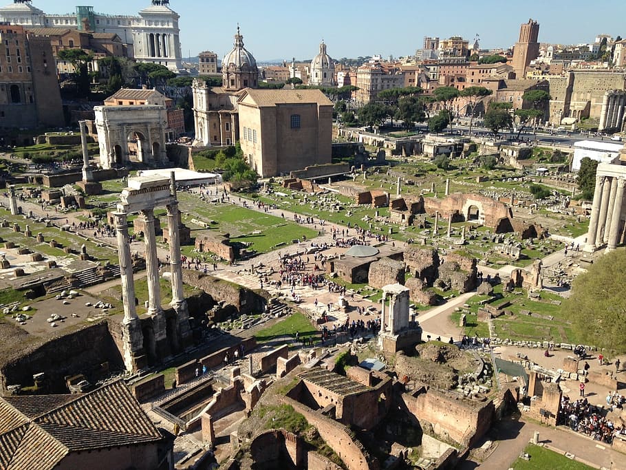 birds eye view of buildings during daytime, rome, ancient times HD wallpaper