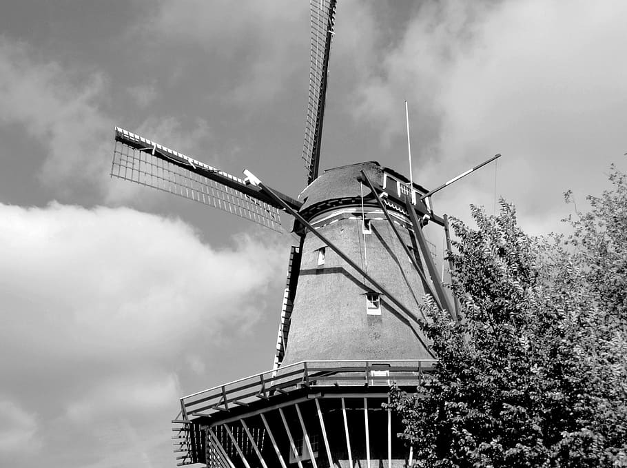 amsterdam, windmill, holland, netherlands, dutch, landscape, HD wallpaper