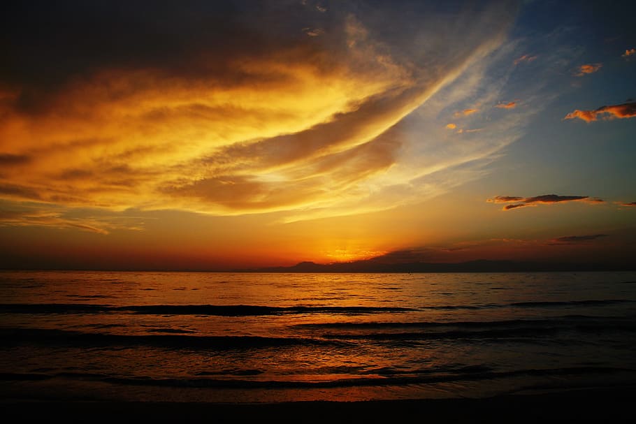 clouds, color, sky, mood, nature, evening, twilight, evening light HD wallpaper
