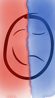 happy and sad face doodle illustration, bipolar, sky, nature HD wallpaper