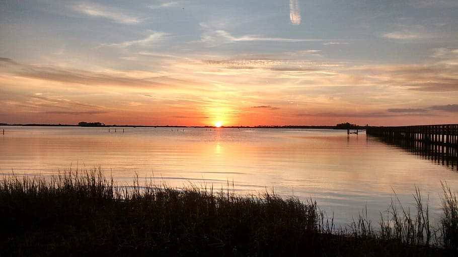 sunset, reflection, water, sky, summer, nature, dusk, cloud - sky HD wallpaper