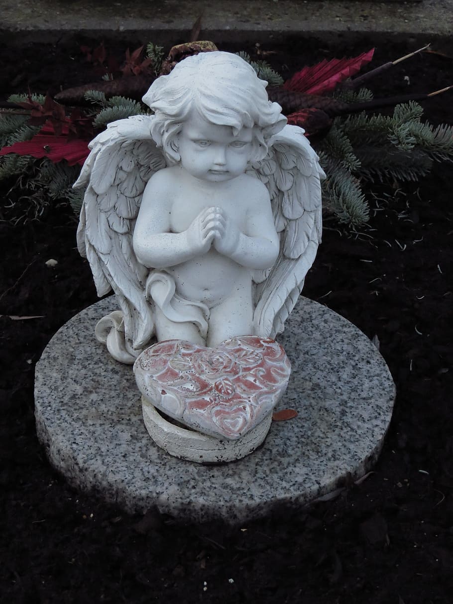 Angel, Figure, Tombstone, Statue, angel figure, cemetery, memorial, HD wallpaper