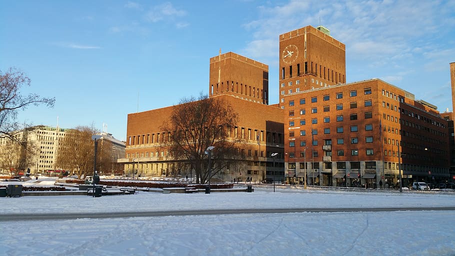 Oslo, Norway, City Hall, Winter, building, architecture, landmark, HD wallpaper