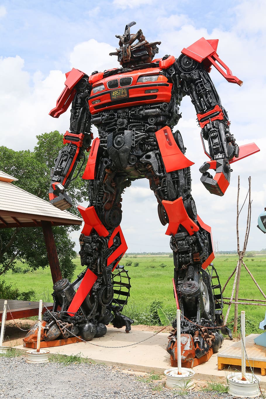 Red and Black Robot Statue, ai, artificial intelligence, machine HD wallpaper