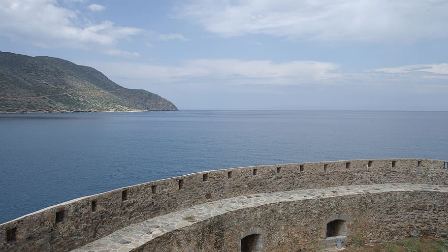 crete, spinalonga, trip, sea, water, scenics - nature, sky HD wallpaper