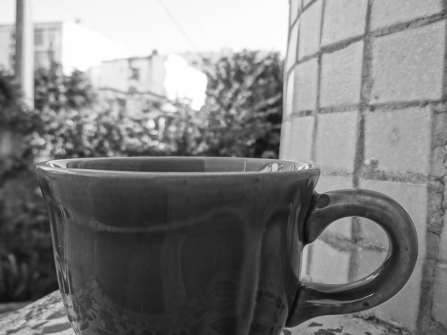 Coffee, Cup, Coffee Mug, Espresso, Drink, pause, black, black white HD wallpaper