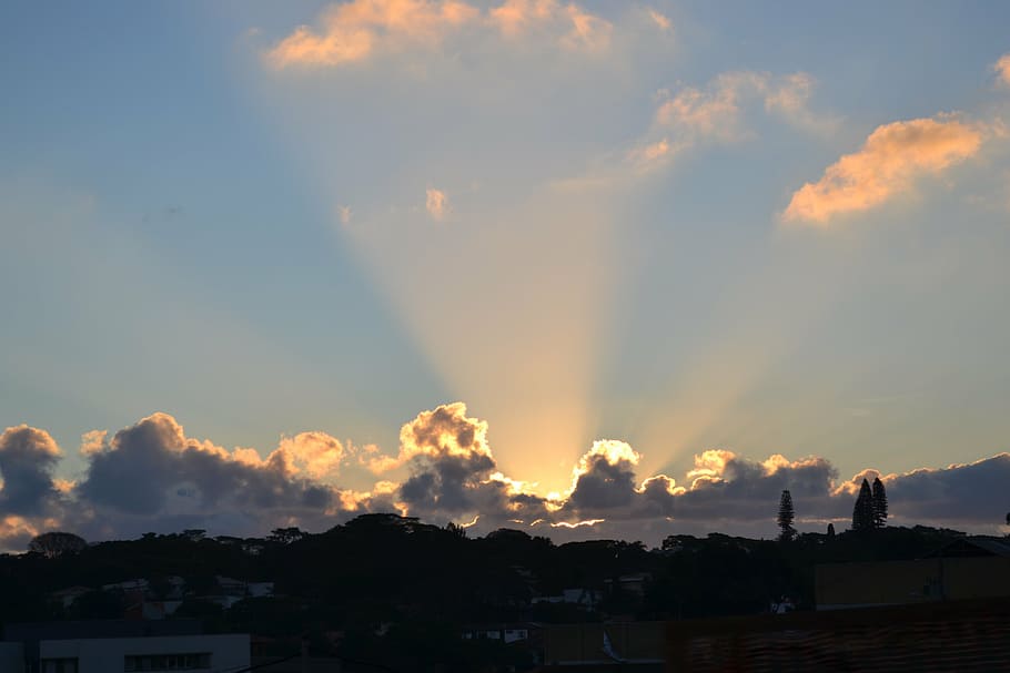 sunset, beam, brazil, sao paulo, clouds, summer, nature, sunrise HD wallpaper