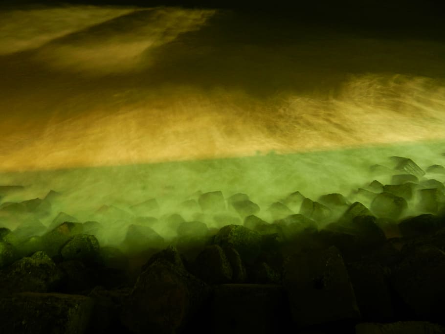 mist, night, lights, nature, sky, cloud - sky, no people, dramatic sky HD wallpaper