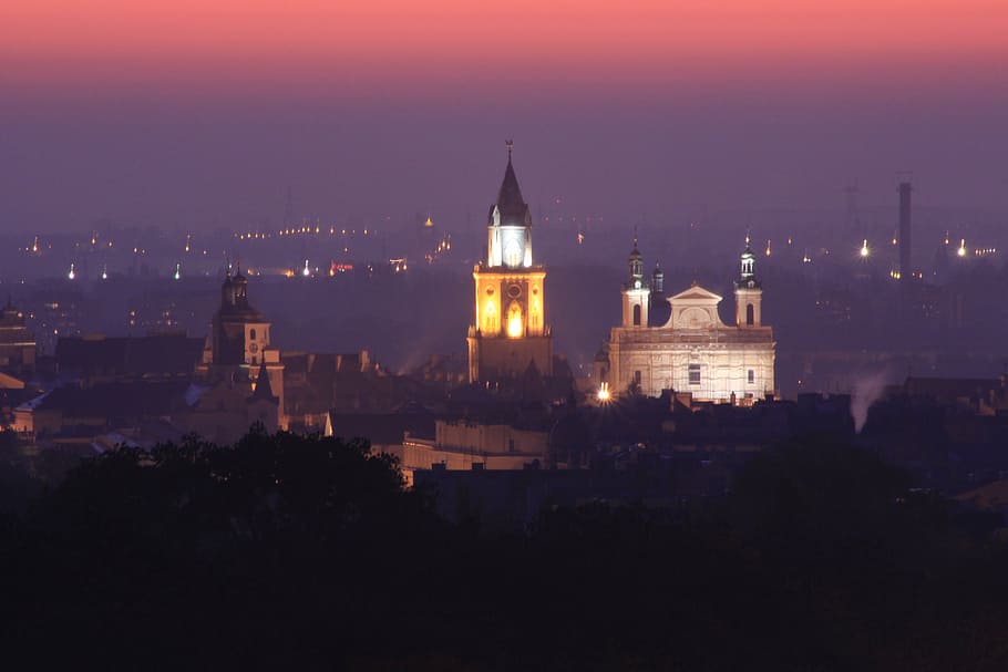 lublin, panorama, city, cracow gate, the cathedral, lubelskie