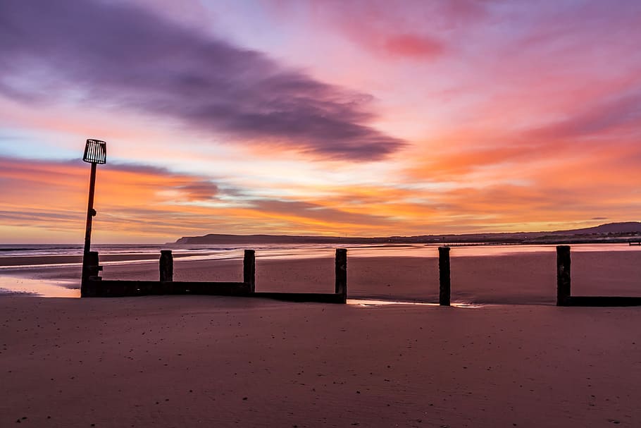 Sunrise, Dawn, Beach, Sunset, Landscape, nature, sky, orange HD wallpaper