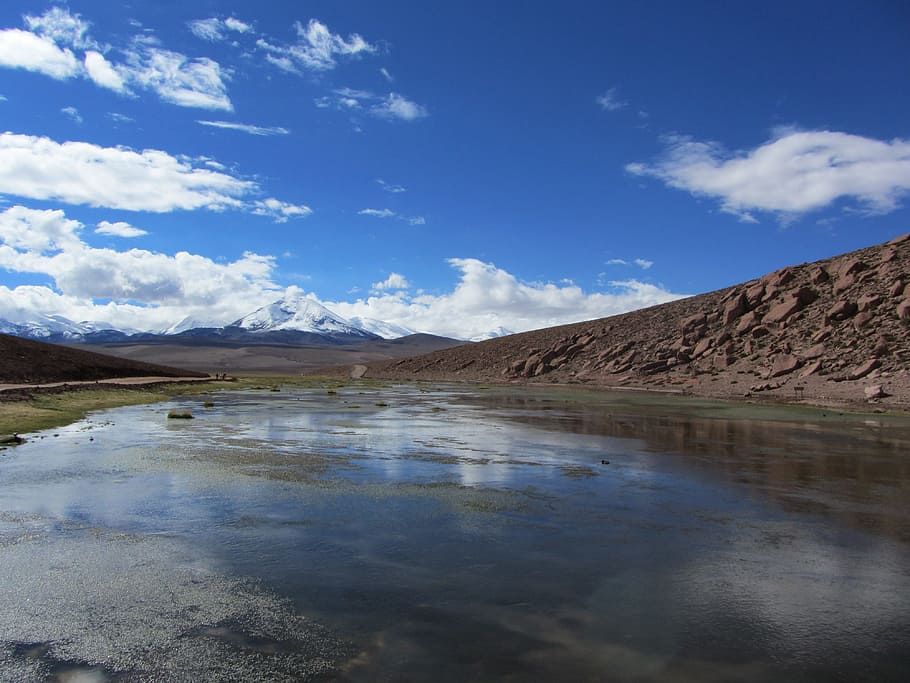 clouds, landscape, sky, mountains, landscapes, lake, mirroring HD wallpaper