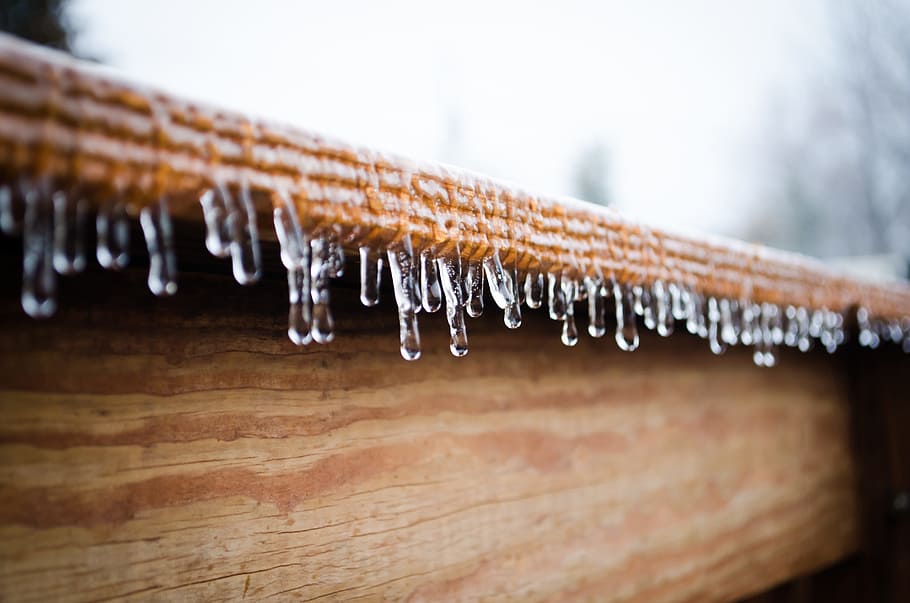 water, drops, ice, cold, weather, wood, snow, winter, cold temperature HD wallpaper
