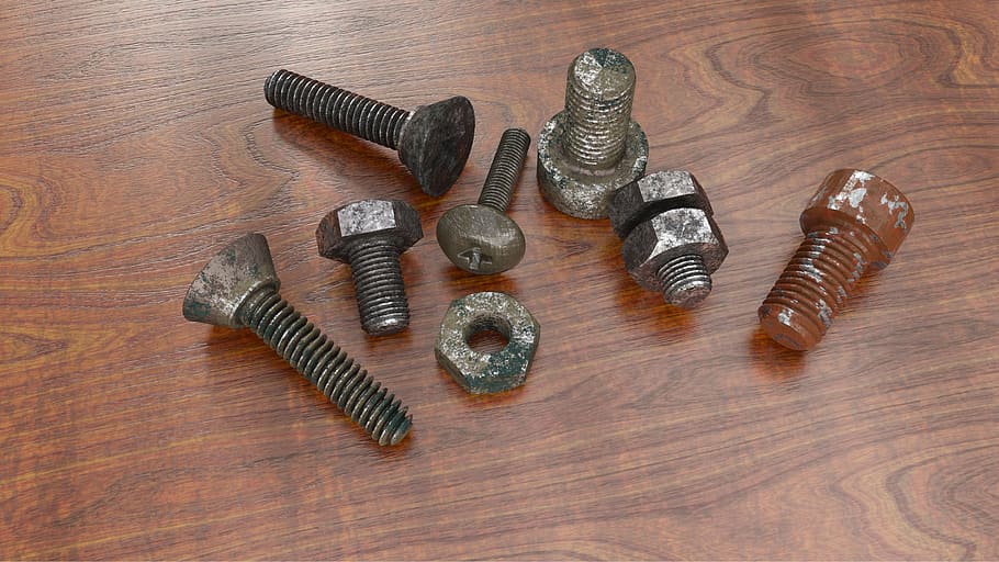 screw, thread, metal, iron, hardware, steel, bolt, high angle view HD wallpaper