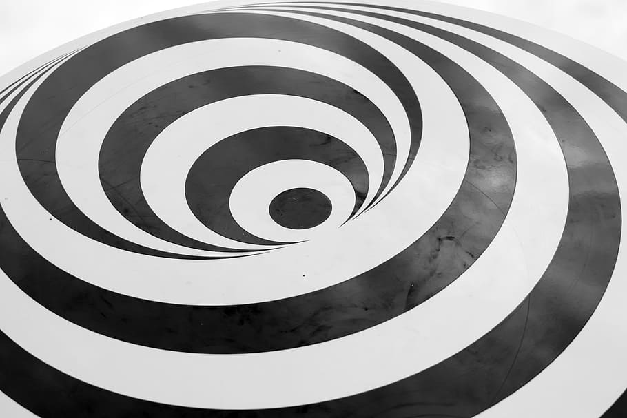 white and black spiral illusion, artwork, optical deception, graphic, HD wallpaper