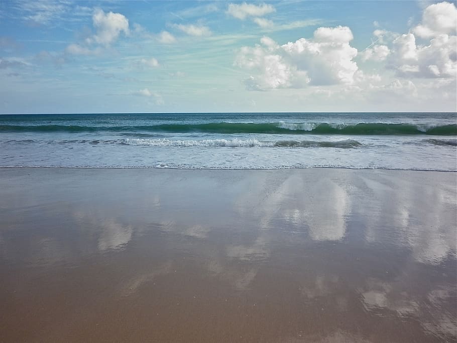 sea, beach, sand, nature, blue, water, coastline, sky, summer HD wallpaper