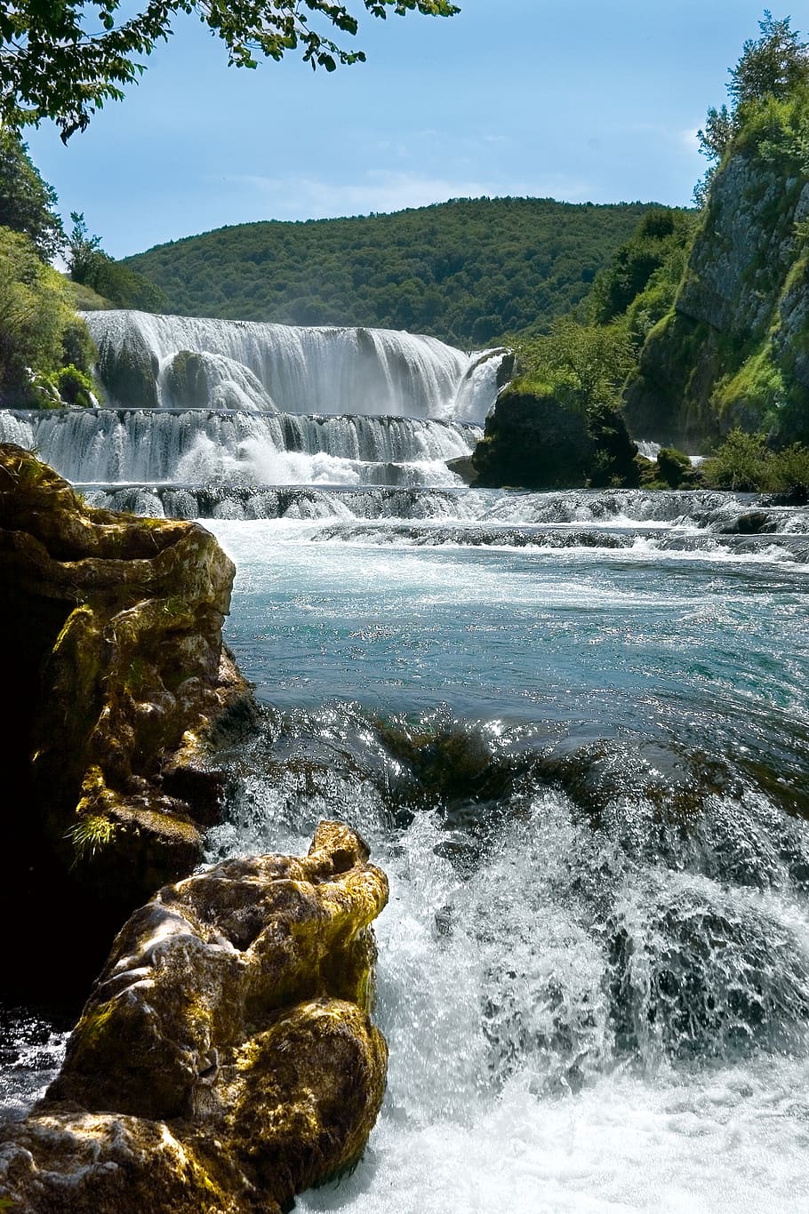 landscape photography of falls, una river, waterfall, bosnia, HD wallpaper
