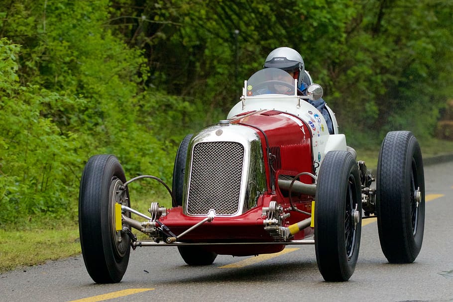 oldtimer, racing car, wet, transportation, mode of transportation HD wallpaper