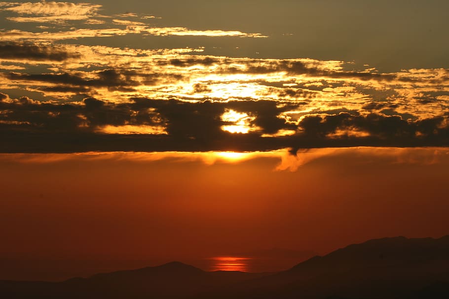 sunset, sea, mood, sky, cloud - sky, beauty in nature, orange color HD wallpaper