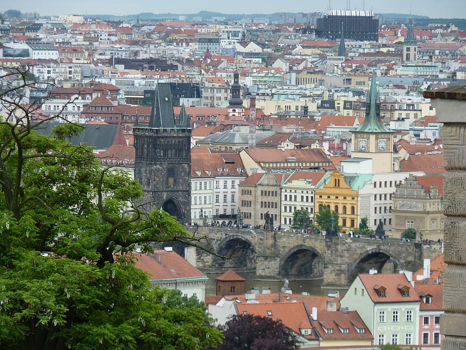 ceilings, prague, view, cities, architecture, landscape, roof HD wallpaper