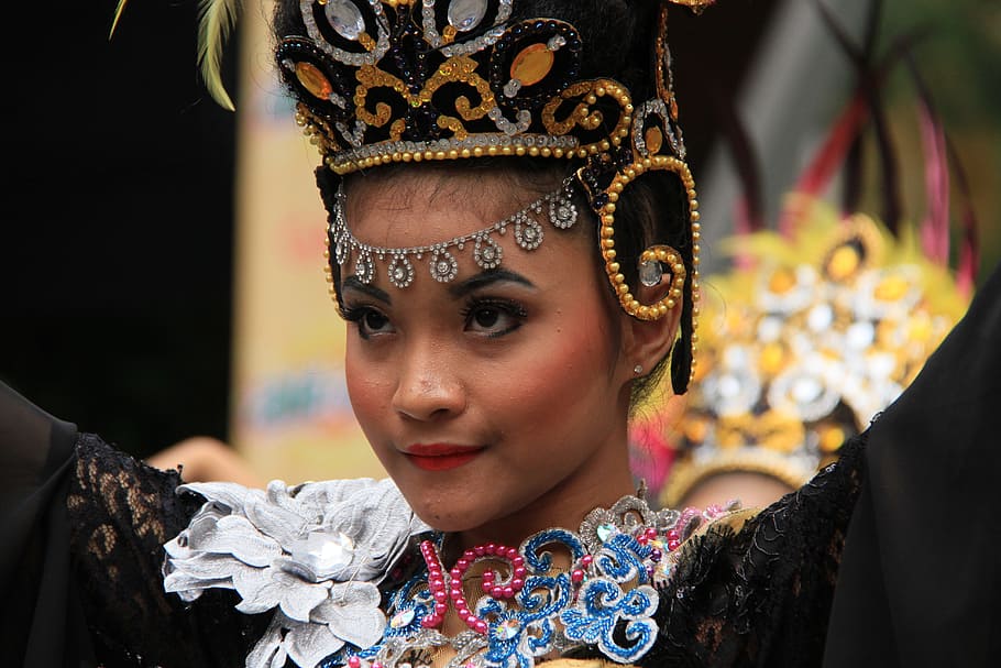woman wearing black and brown headdress, dance, traditional, sunda, HD wallpaper