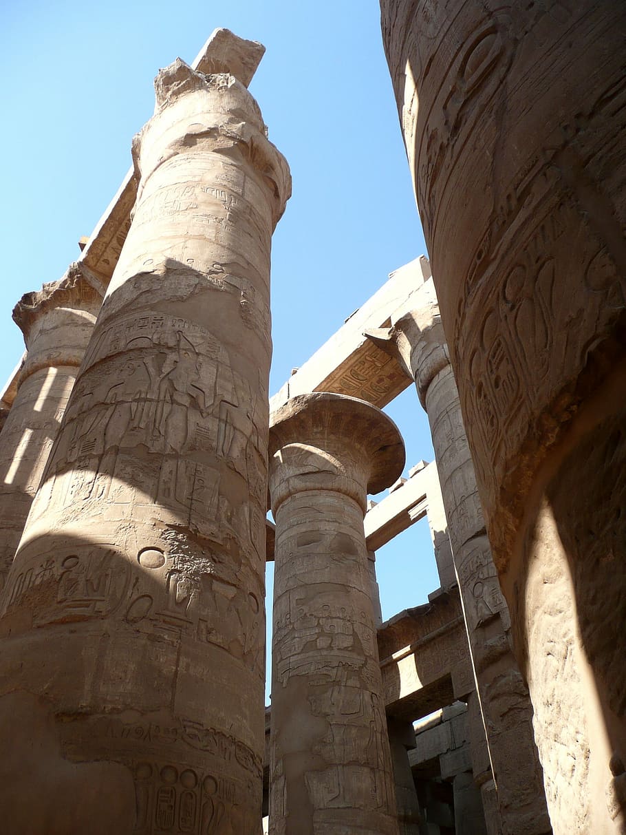 egypt, temple, columnar, relief, pharaohs, hieroglyphics, tomb painting, HD wallpaper